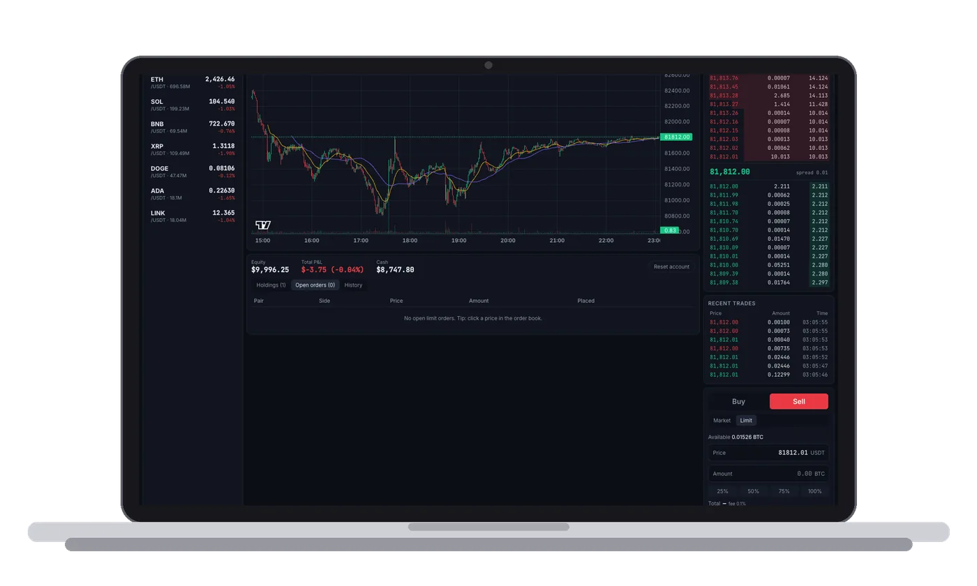 Pulse — Crypto trading terminal with live market data