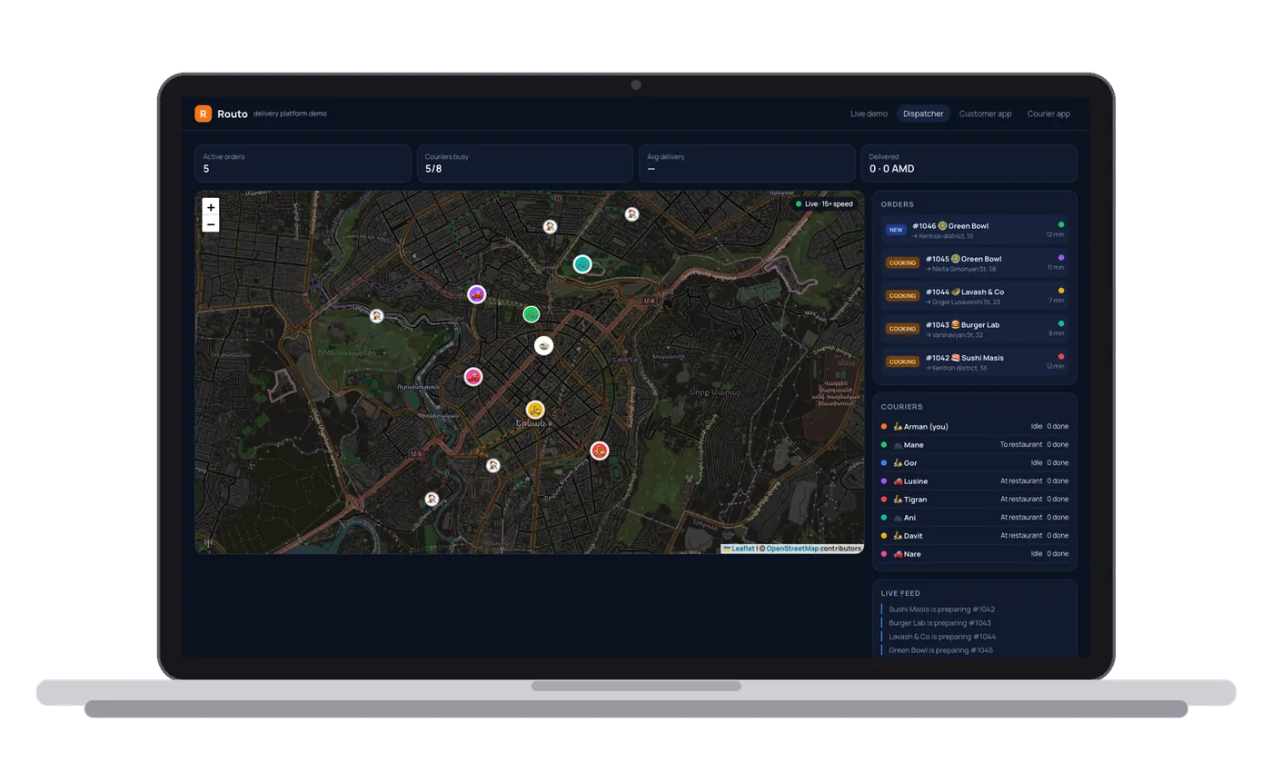 Routo — Delivery platform: customer app, courier app & dispatcher