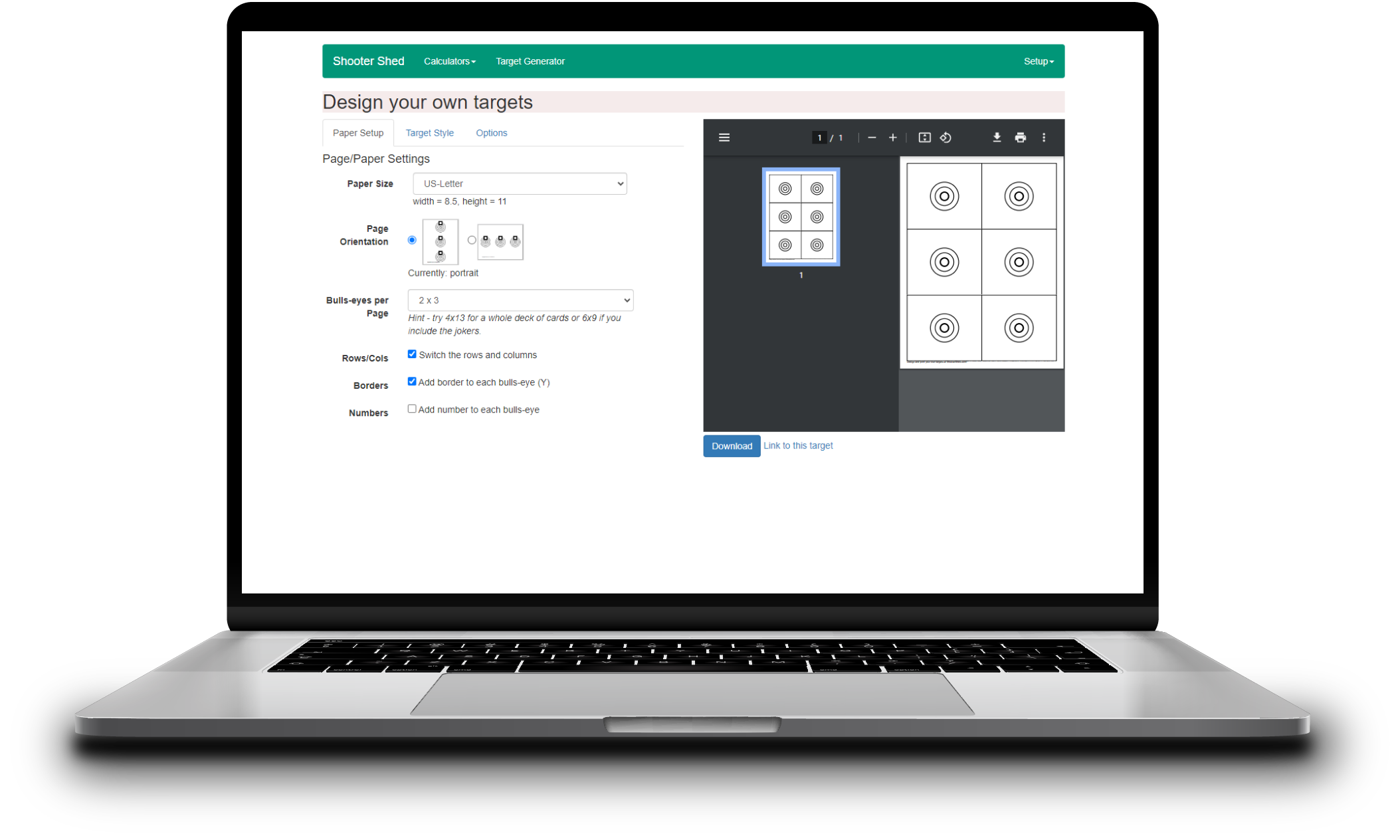 Laptop displaying the application