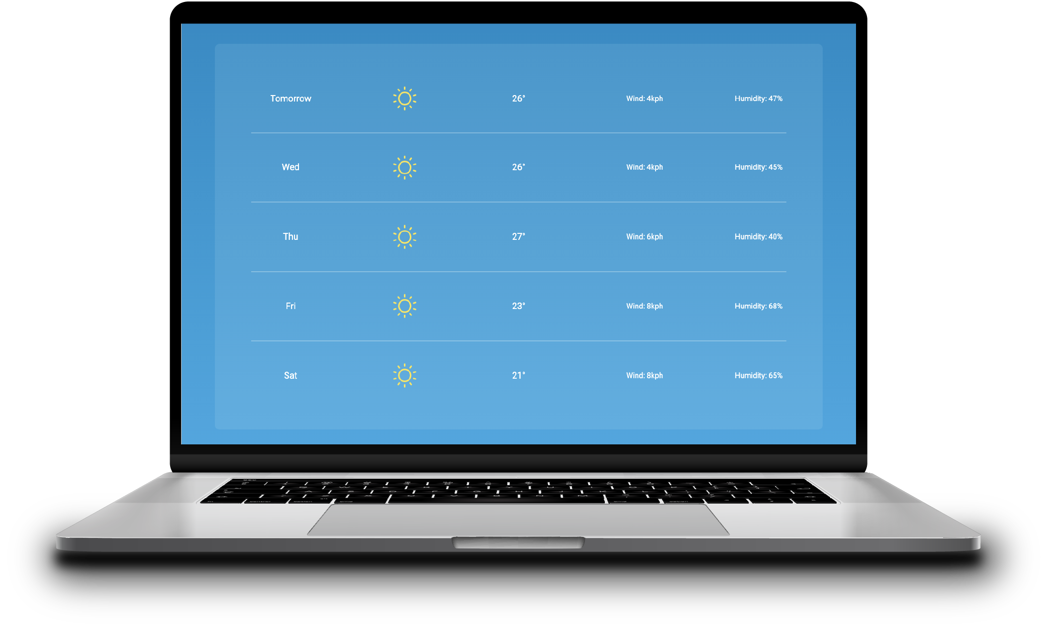 Laptop displaying the application